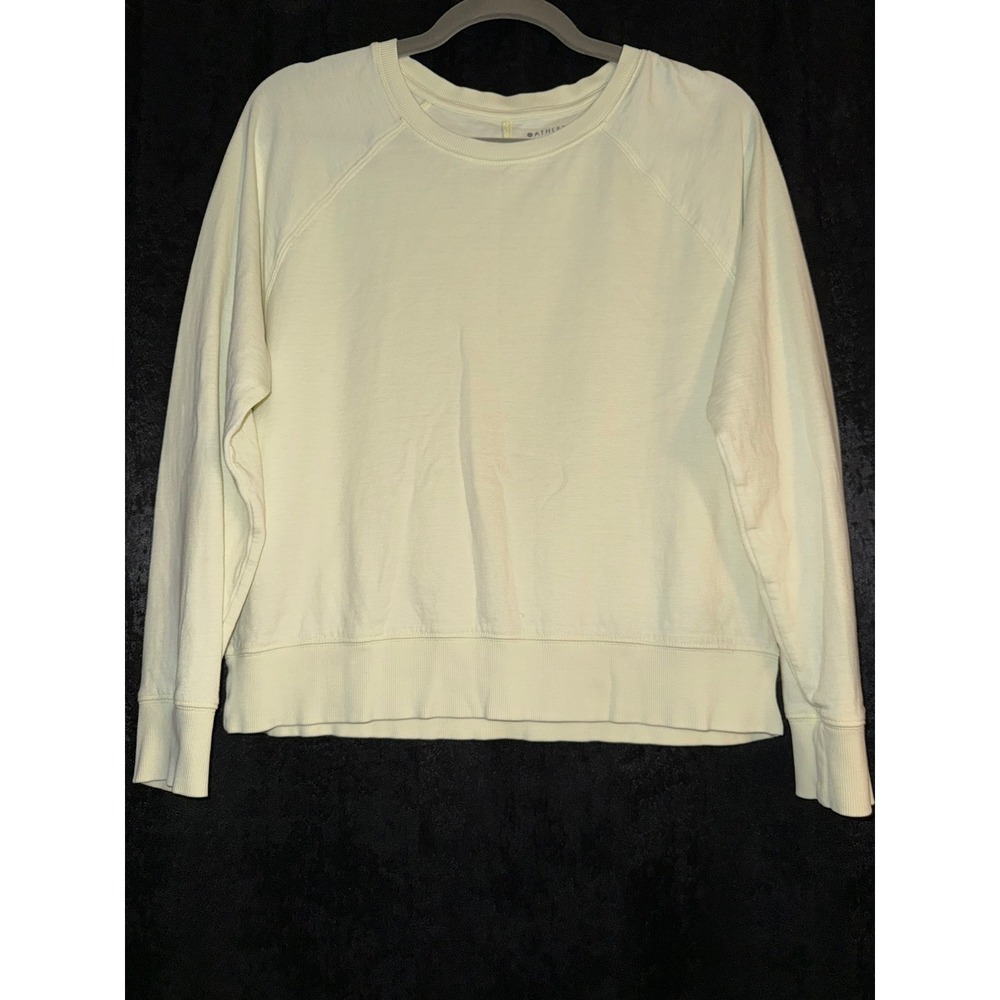 Athleta Sundown Sweatshirt Pale Yellow Raglan Pullover S/405162-09 Womens Small